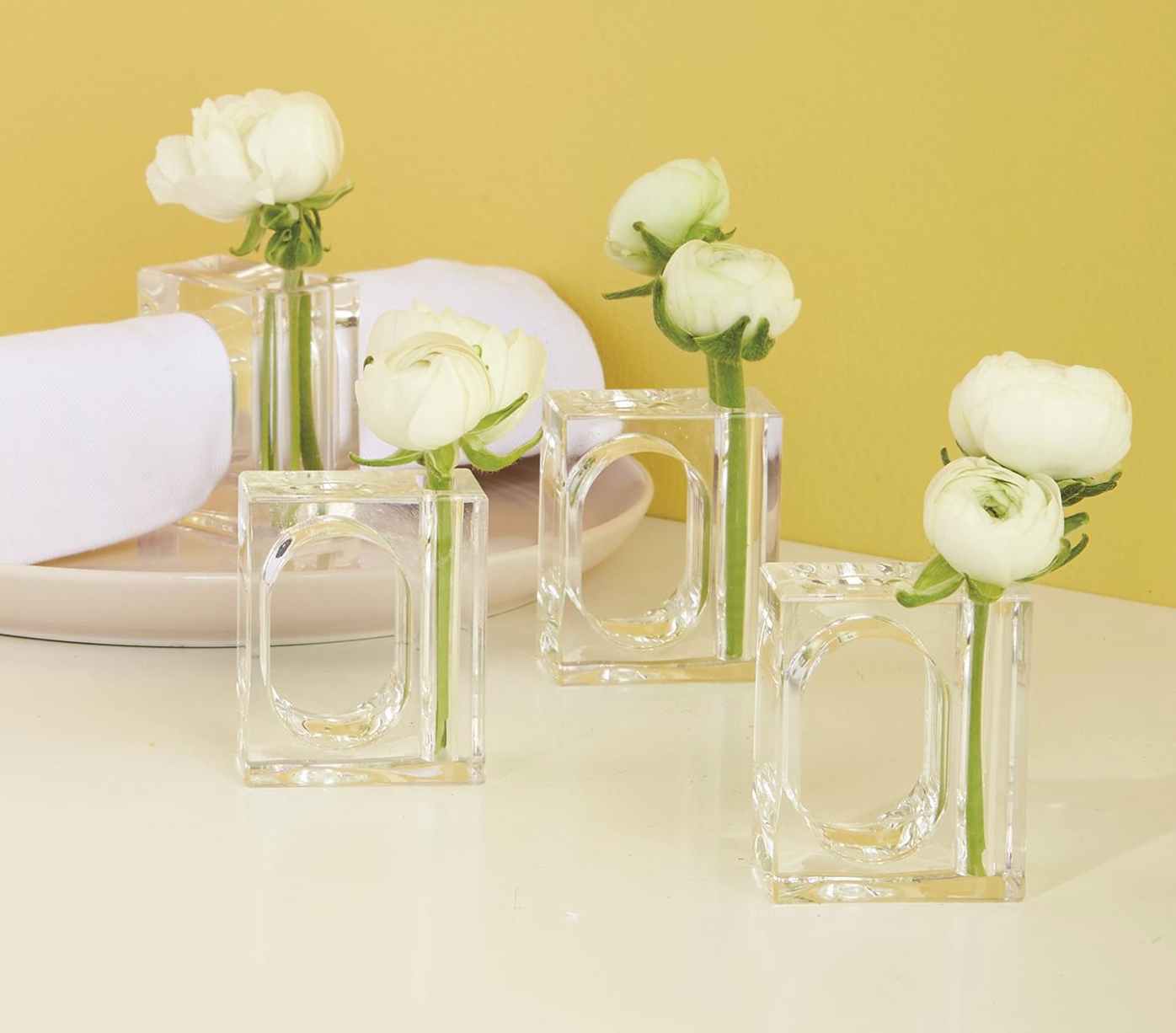 A La Carte Set of 4 Napkin/Flower Holders - Acrylic