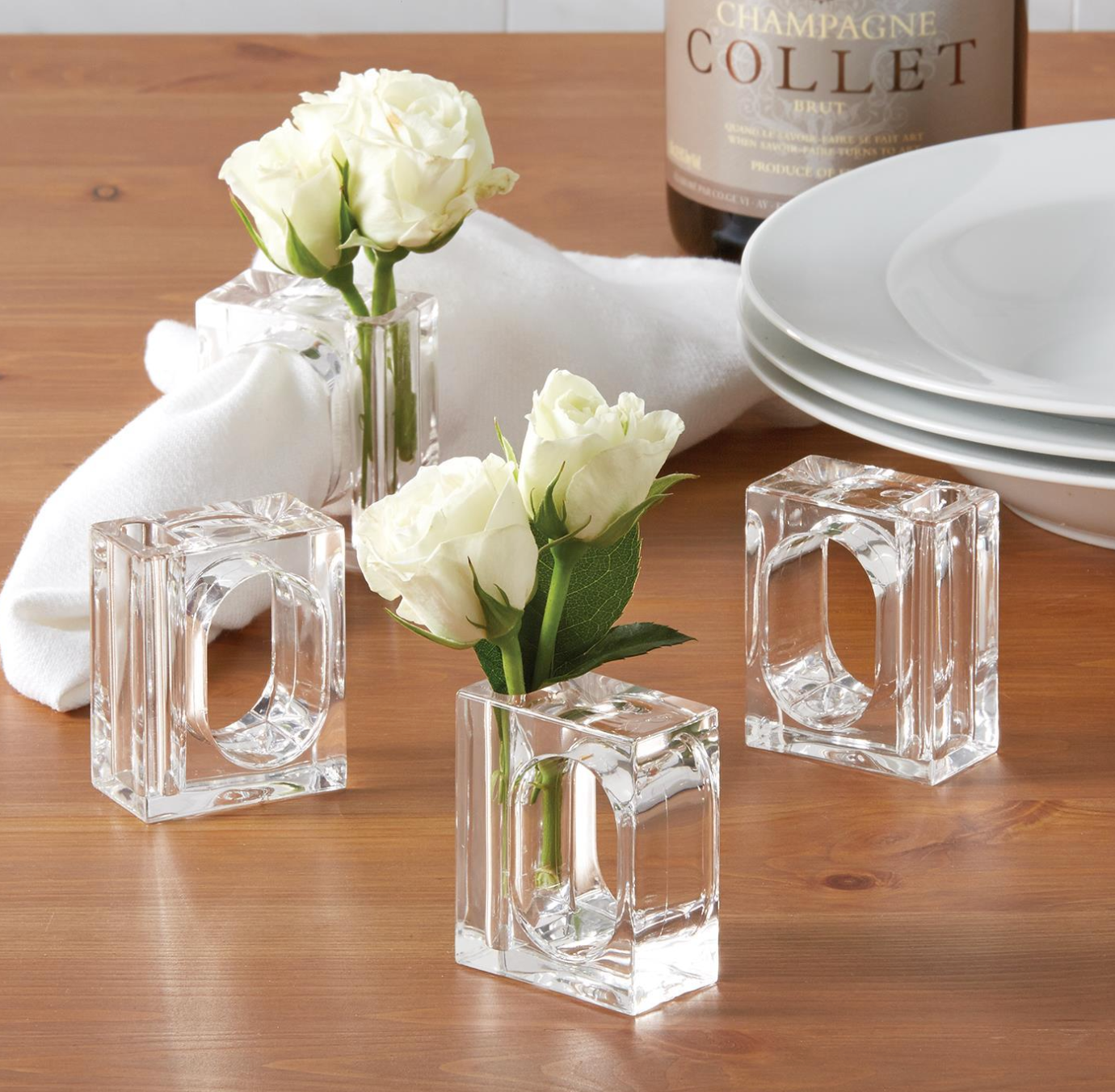 A La Carte Set of 4 Napkin/Flower Holders - Acrylic