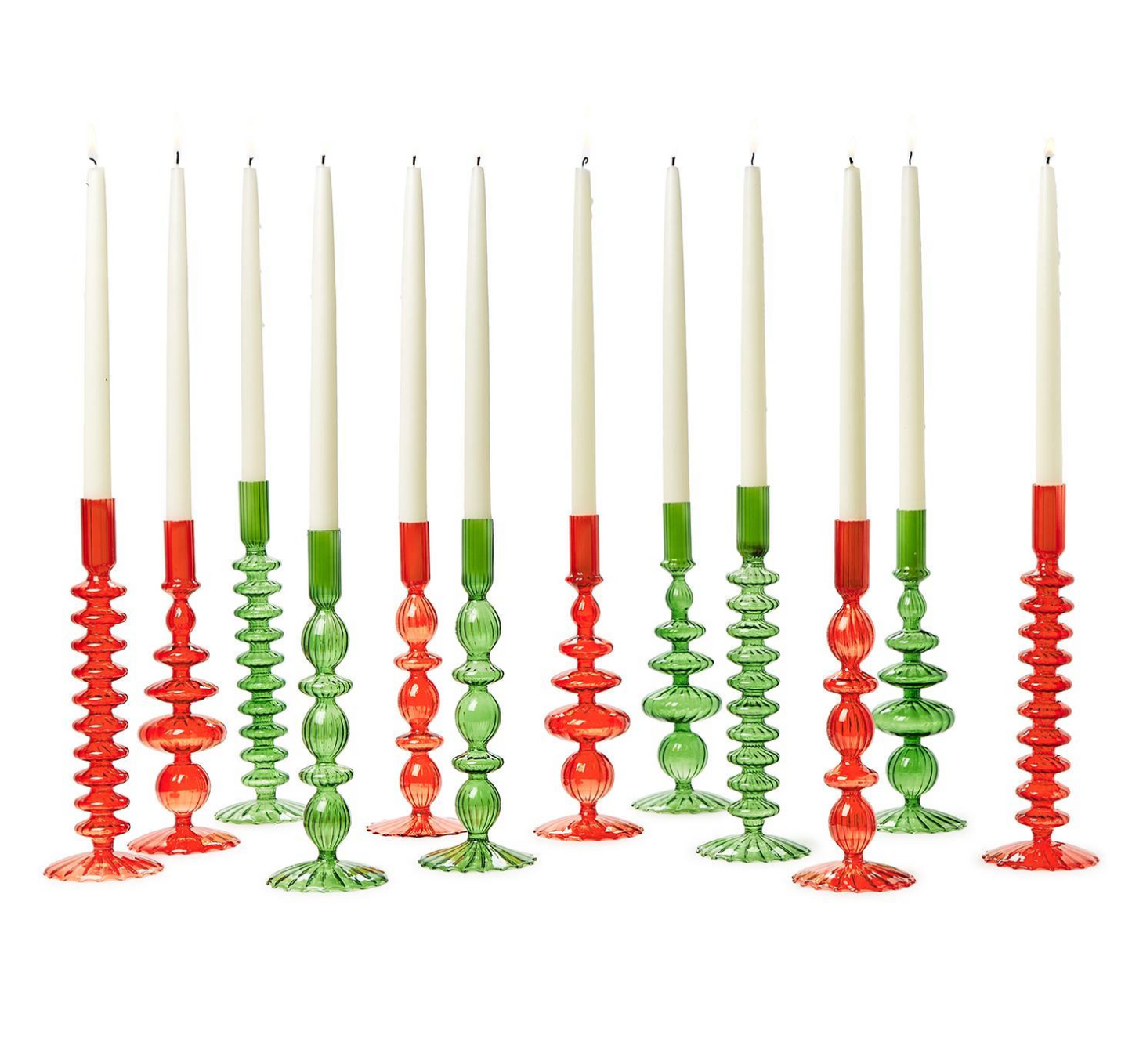 Hand-Blown Glass Tapered Candlestick Candleholder