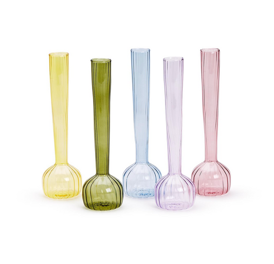 Swirl Hand Blown Glass Bud Vase Assorted 5 Colors