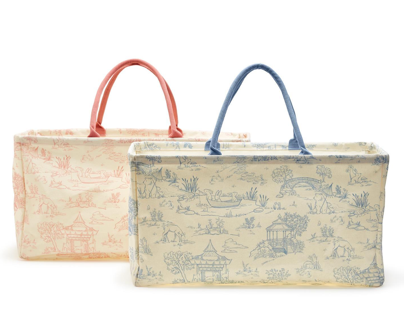 Toile Hamper / Storage Tote - Recycled Cotton Canvas/Cotton