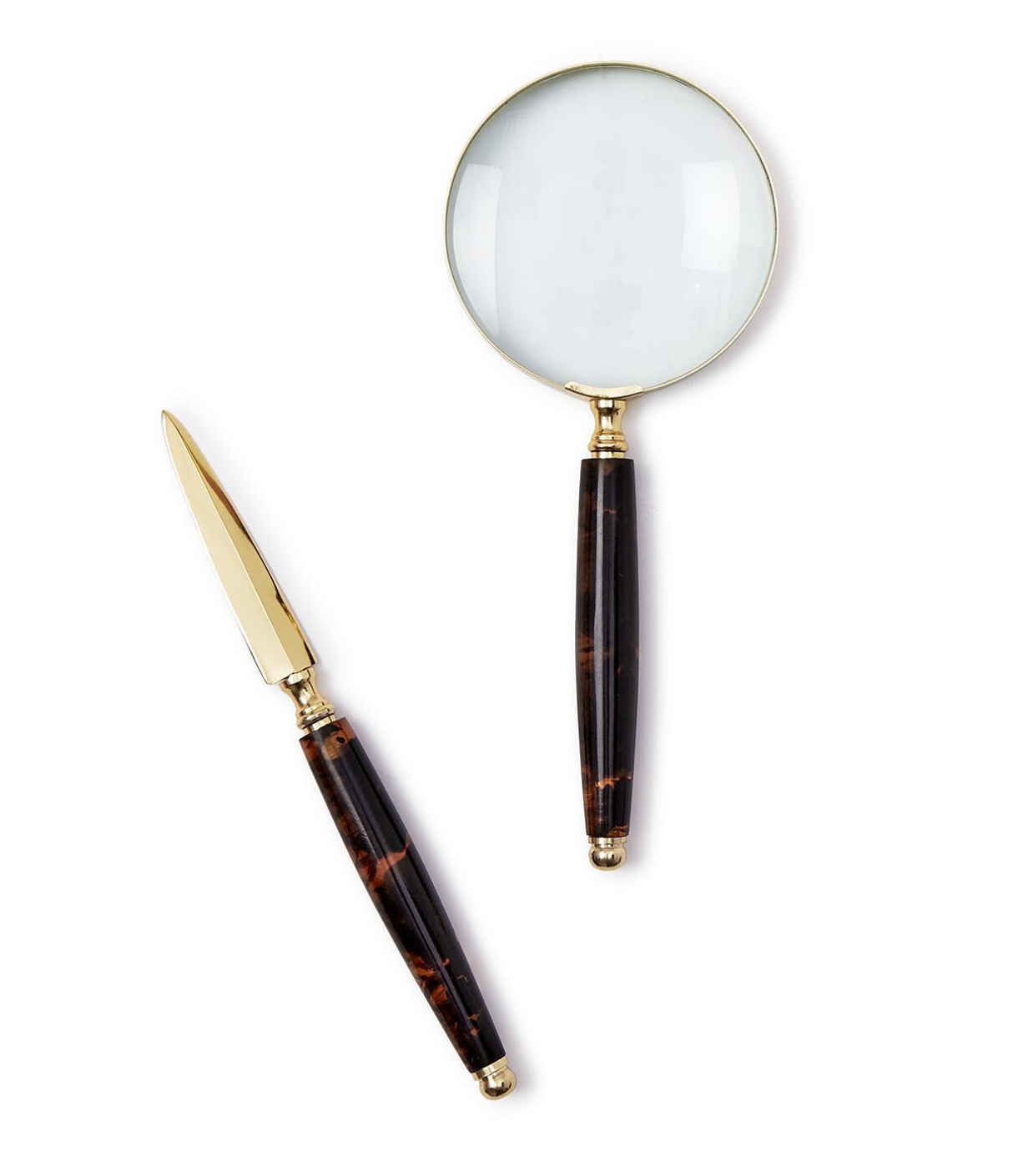 Tortoise Swirl Magnifier and Letter Opener Gift Set