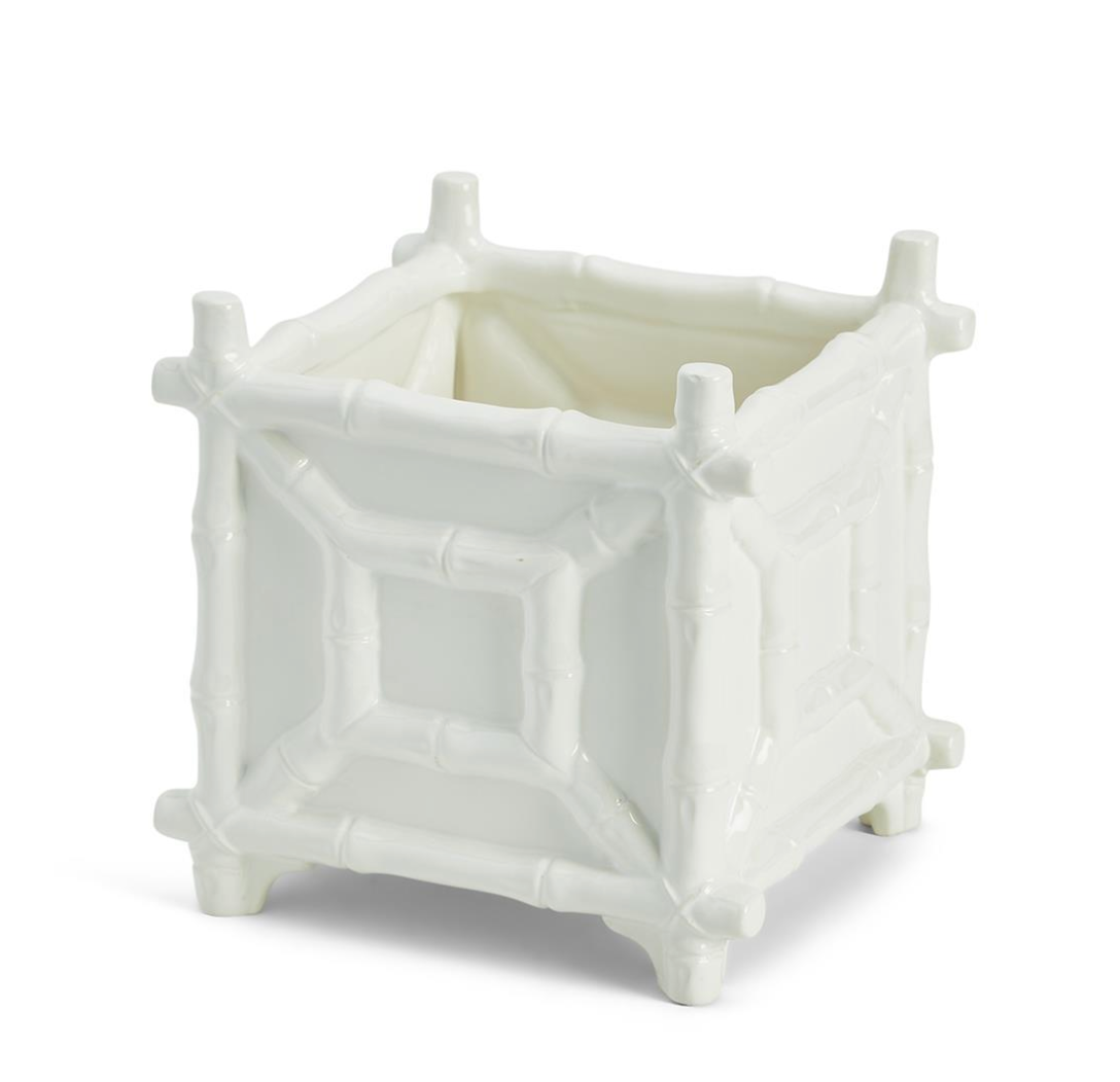 Hampton Faux Bamboo Fretwork Cachepot - Ceramic