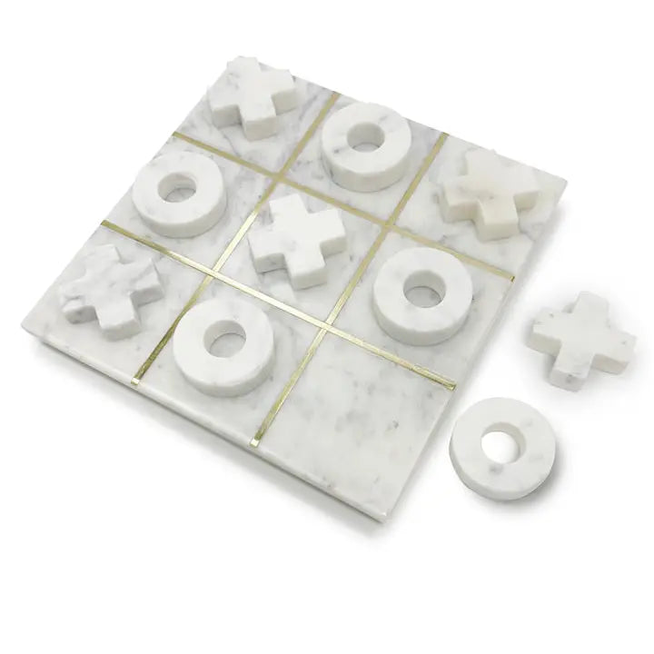 Decorative White Marble Tic Tac Toe