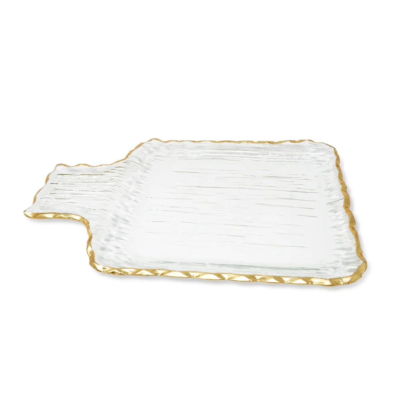 Glass Square Tray with Gold Border