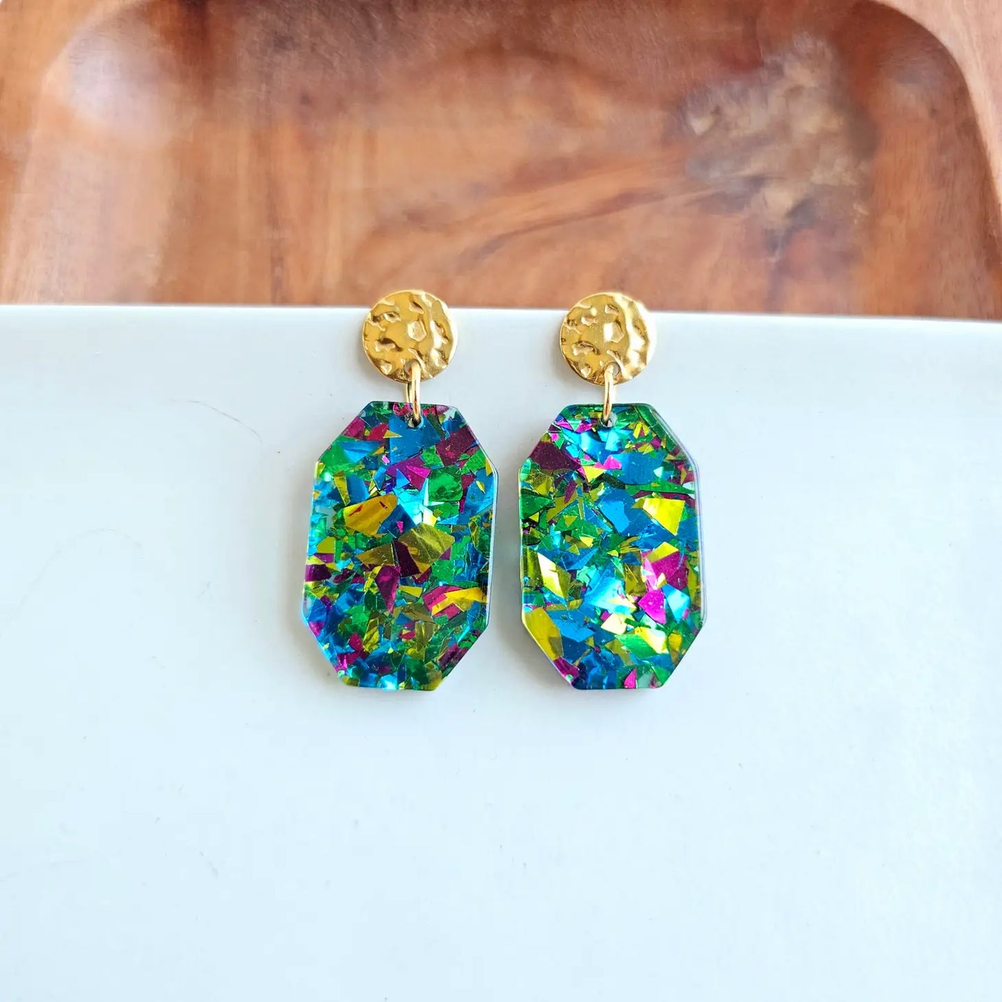 Mardi Gras Confetti Acrylic Earring