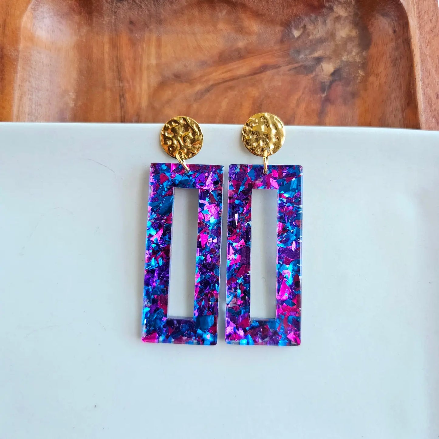 Purple Sparkle Mardi Gras Acrylic Earring