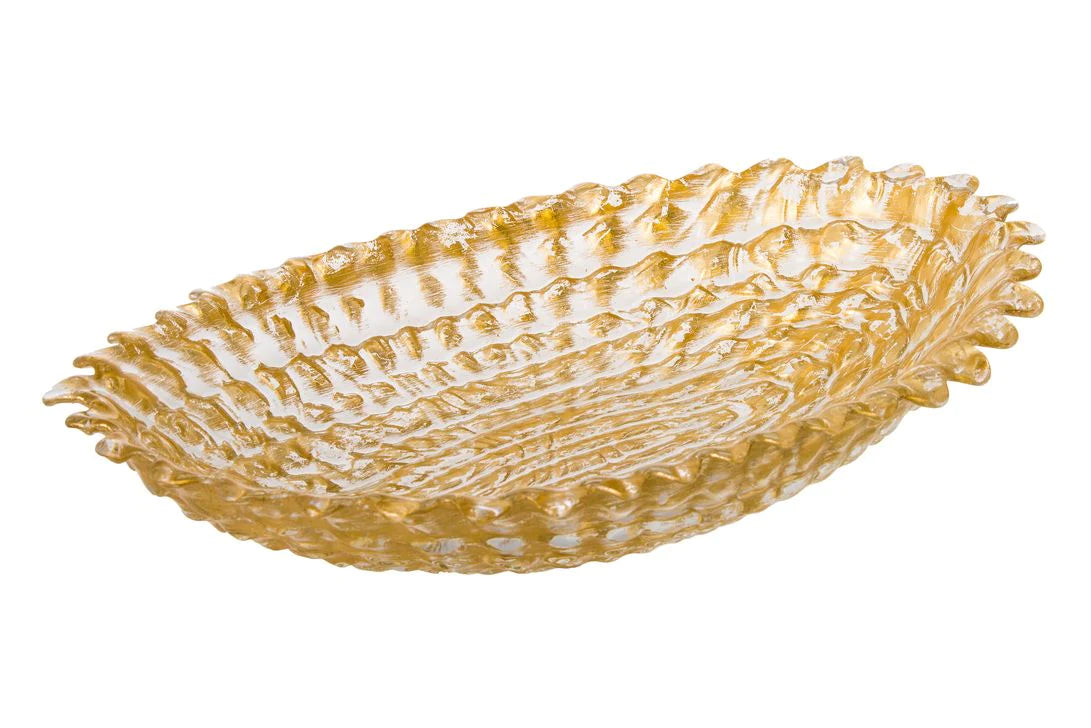 Beveled Oval Bowl Gold