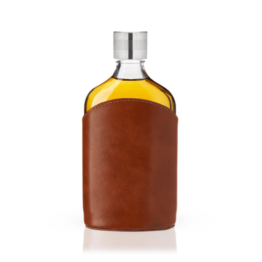 Admiral Parker Leather-Wrapped Glass  Flask Viski®