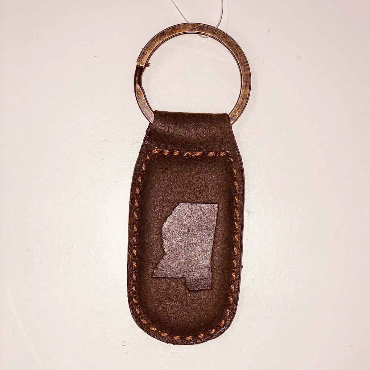 Mississippi Leather Embossed Keychain