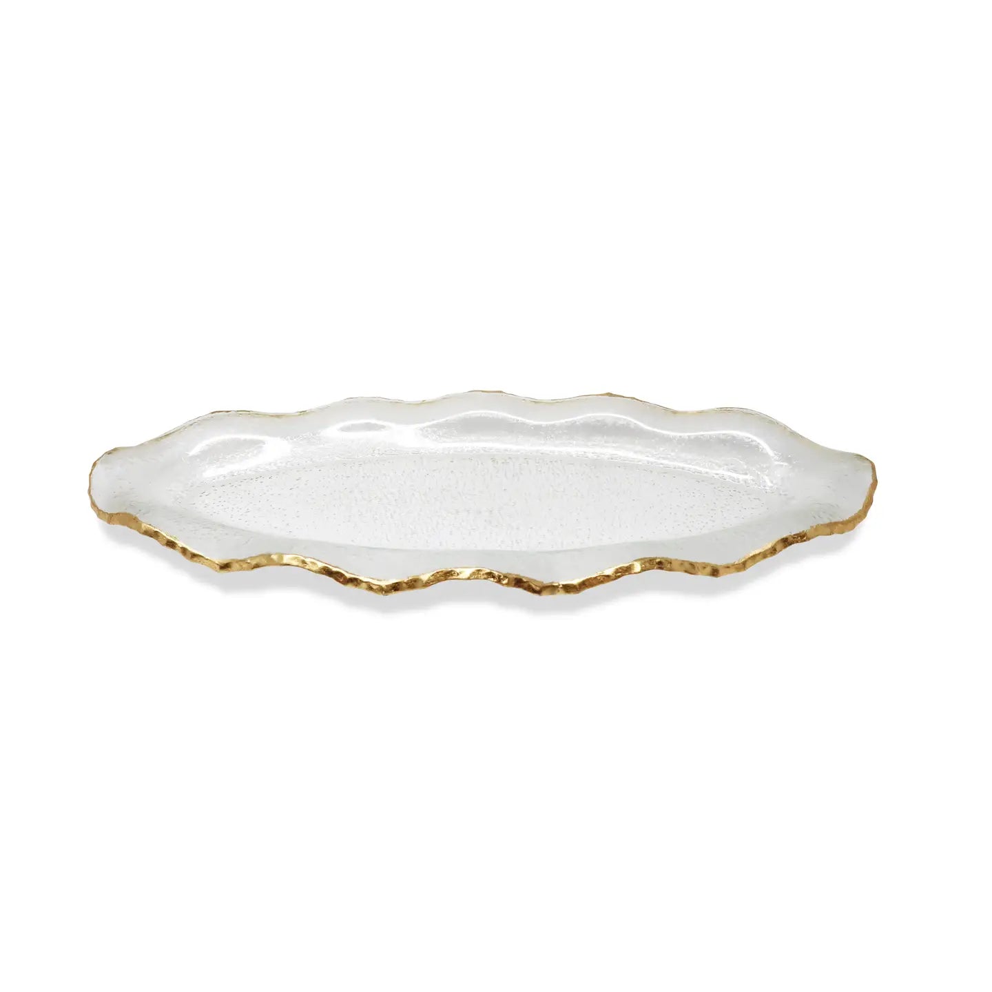 Glass Plate with Gold Scalloped Rim