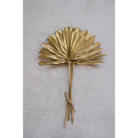 Dried Natural Sun Cut Palm Bunch, Gold Finish