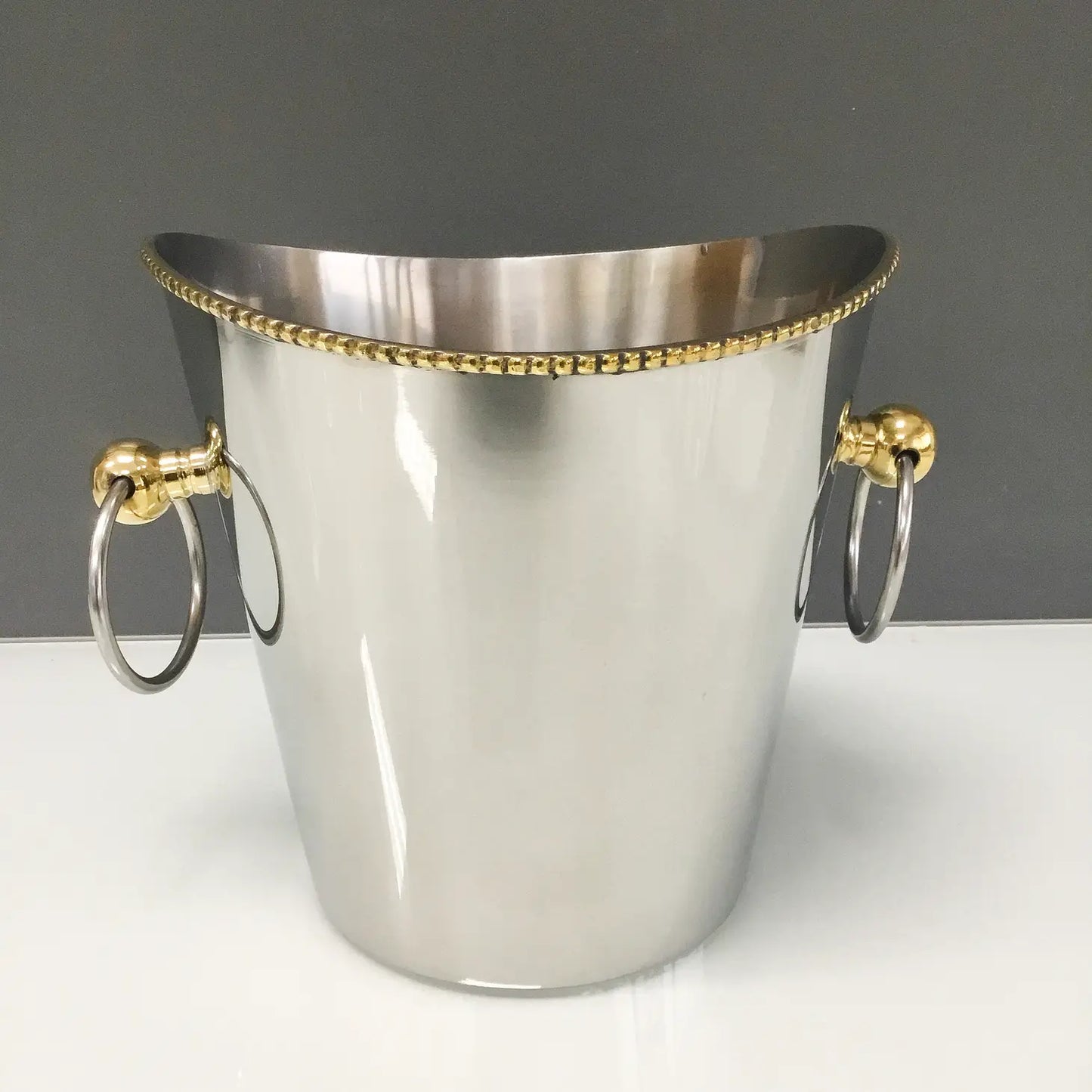 Aluminum & Gold Beaded Wine Cooler w/ Handles