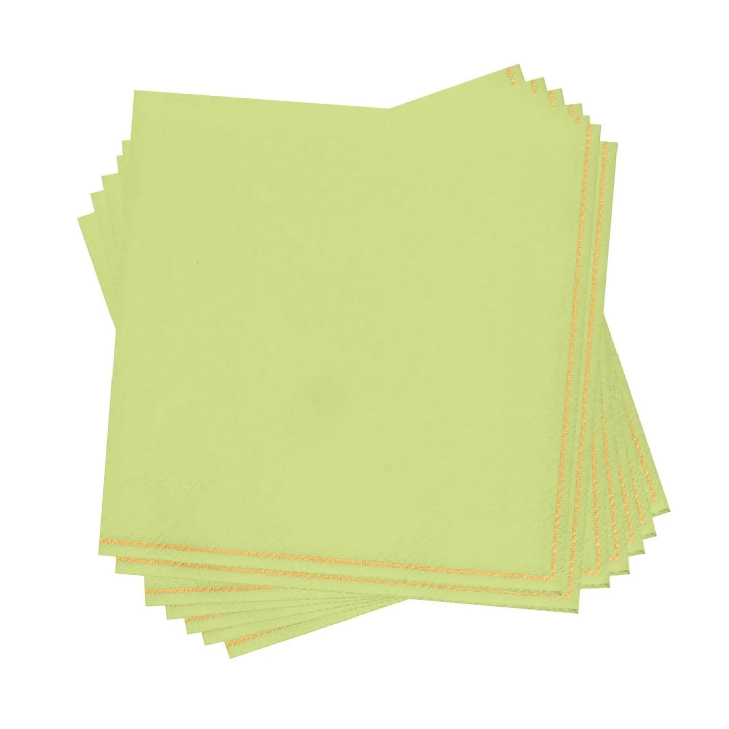 Lime with Gold Stripe Paper Cocktail Napkins | 20 Napkins