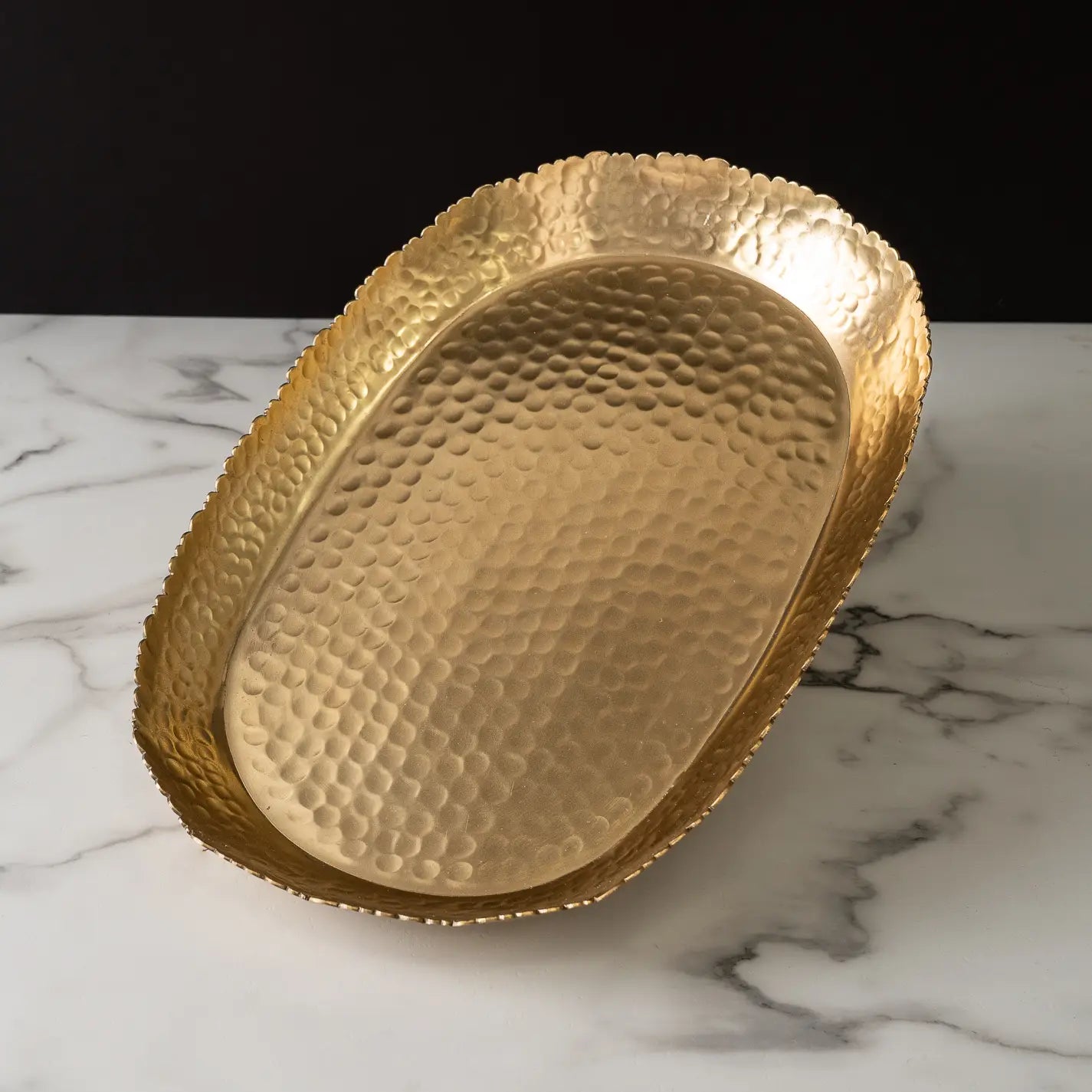 Gold Hammered Oval Tray