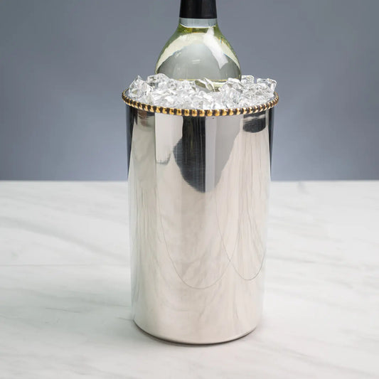 Gold Beaded Double-Wall Ss Bottle Holder