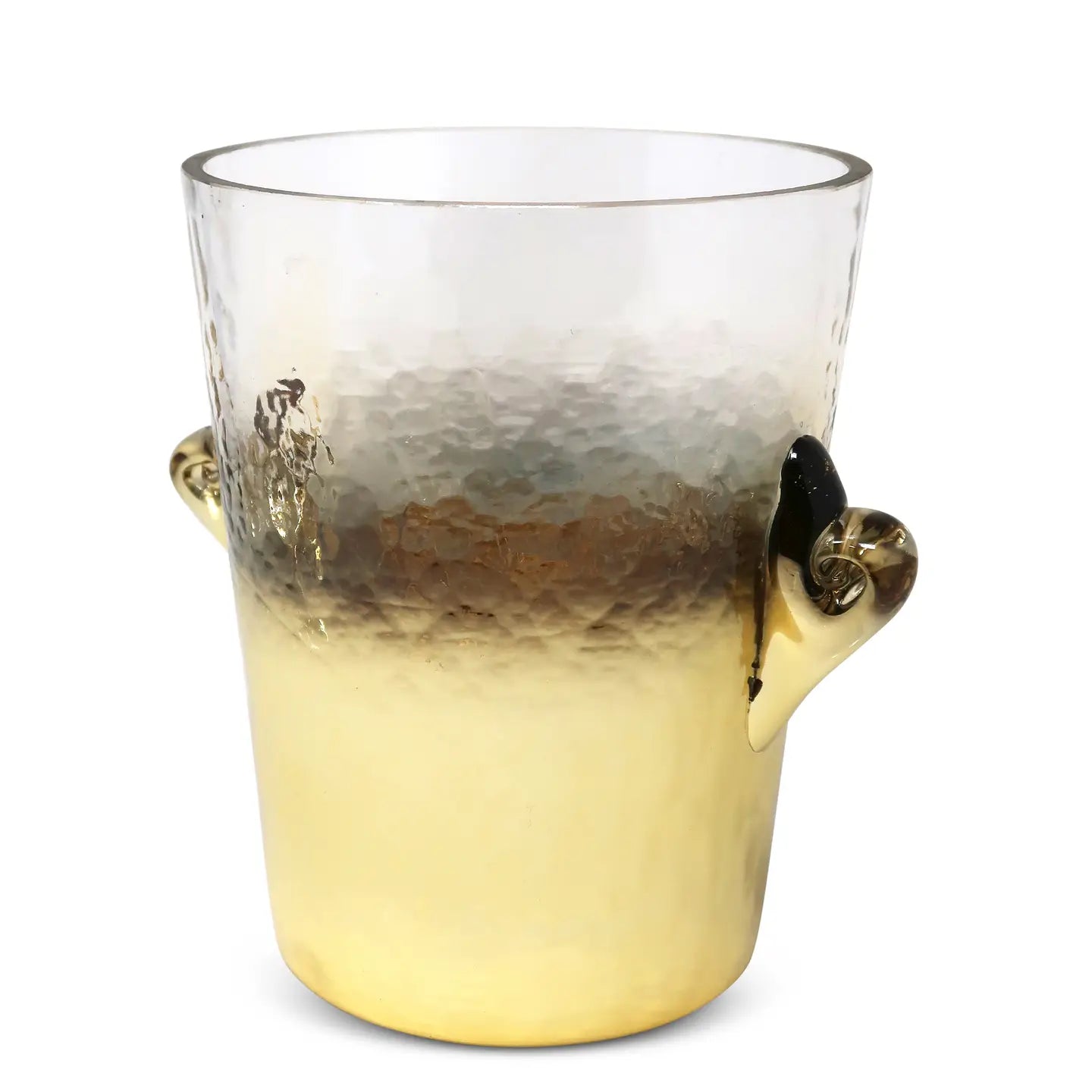 Glass Ice Bucket with Gold Decor