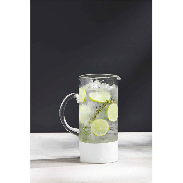 WHITE TWO-TONE GLASS PITCHER