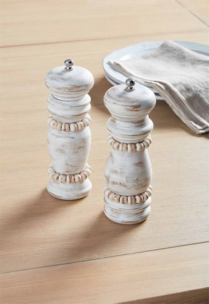 WHITE WOOD SALT & PEPPER GRINDERS