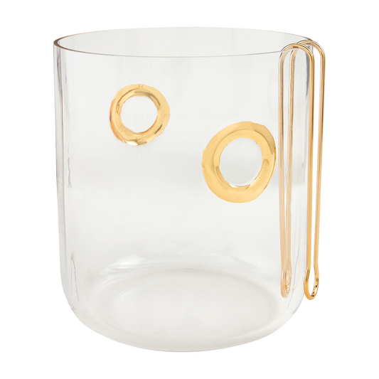 Glass Ice Bucket W Gold Ring